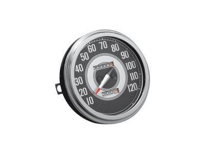 26714 - Motor Factory 41-45 FL-Style Speedometer Scale: 120 mph; Scale Color: black/silver; Ratio 2:1