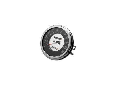 26717 - Motor Factory 56-61 FL-Style Speedometer Scale: 120 mph; Scale Color: black/silver; Ratio 1:1