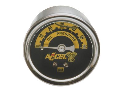 270047 - ACCEL 60 lbs OIL GAUGE Oil Pressure Gauge Scale: 60PSI Black|Yellow