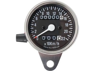 27807 - CCE Mini Speedometers with Resettable Odometers Scale: 220 km/h; Scale Color: black; Ratio 2:1 Chrome