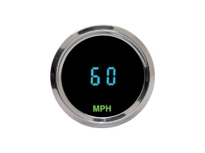 601641 - Dakota Digital Round Mini Speedometer Scale: 225 km/h; Scale Color: black Chrome 52.3875 mm