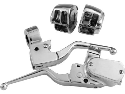 627707 - CCE Sportster 04-06 and 07-13 Handlebar Control Kit Chrome 1/2" Cable Clutch Single Disc