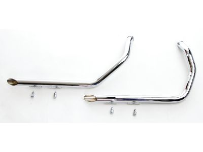 651378 - PAUGHCO Staggered Dual Drag Pipes for Sportster Models Slash Cut Chrom...