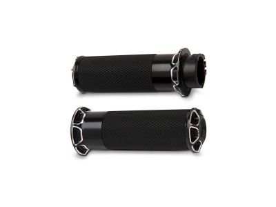 654105 - ARLEN NESS Beveled Fusion Grips Black 1" Anodized Throttle By Wire
