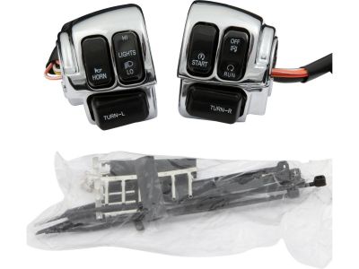 682788 - CCE 06-11 Chrome Handlebar Switch Housing Kit with Switches With Black Switches Chrome
