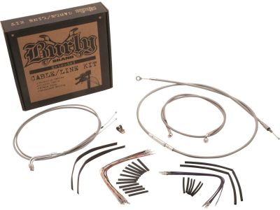 690279 - BURLY 14" Apehanger Cable Kit Stainless Steel Clear Coated Non-ABS