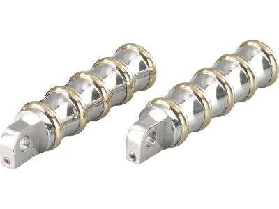 696067 - KUSTOM TECH Vintage Rider and Passenger Pegs Brass Chrome