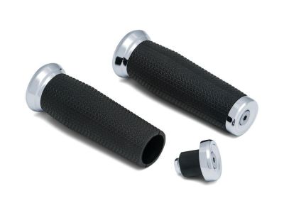 775950 - Küryakyn Thresher Open Ends Grips Open grip ends with bar mounted end caps Chrome 7/8" Throttle By Wire Throttle Cables