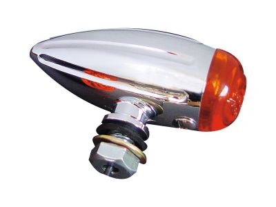 87008 - SHIN YO Micro Bullet Grooved Turn Signal with Milling Chrome Amber Hal...