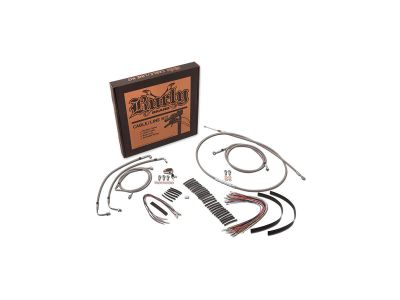 889135 - BURLY 16" Apehanger Cable Kit Black Vinyl Non-ABS