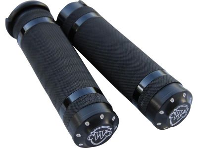 890787 - CULT WERK Logo Grips Black Powder Coated 1" Cable operated