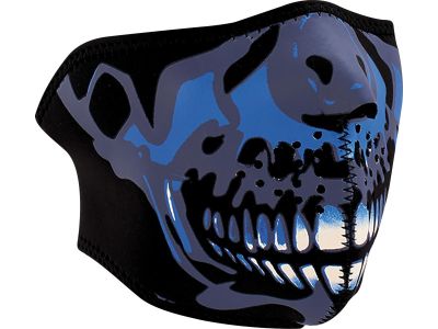 894462 - ZANheadgear Blue Chrome Skull Neoprene Full Face Mask | One Size Fits ...