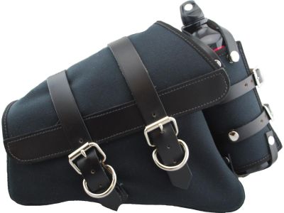 895026 - La Rosa Canvas Swing Arm Saddle Bag with Bottle With Black Straps Blac...