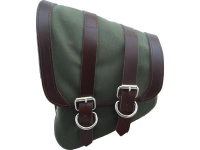 895033 - La Rosa Canvas Swing Arm Saddle Bag With Black Straps Brown Army Green...