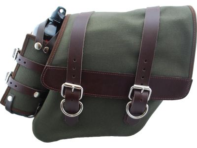 895039 - La Rosa Canvas Solo Side Bag with Fuel Bottle Strut Mount Brown Army G...