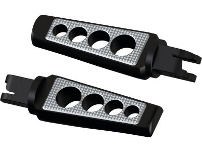 913114 - Thunderbike Drilled Rider Footpegs Contrast Cut Black