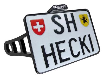 913196 - HeinzBikes Side Mount License Plate Kit Swiss specification 180x140mm Black Anodized