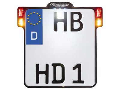 914815 - HeinzBikes ALL-INN 2.0 License Plate Base Plate Turn Signal/Brake Light/Taillight and License Plate Light, Swiss Size 140x180mm Black Anodized