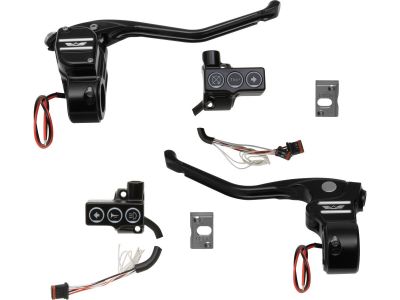 917290 - REBUFFINI RR90 Can Bus Single Caliper, Cable Clutch Hand Control Kit Downward Mirrors Black Anodized