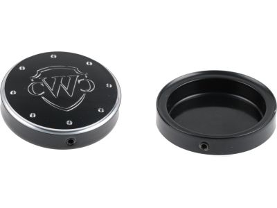 921497 - CULT WERK End Cap Fork Cover Fork Cap with Cult-Werk Logo Black Powder...