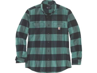 923040 - CARHARTT Rugged Flex Relaxed Fit Midweight Flannel Long Sleeve Plaid Shirt Green   S