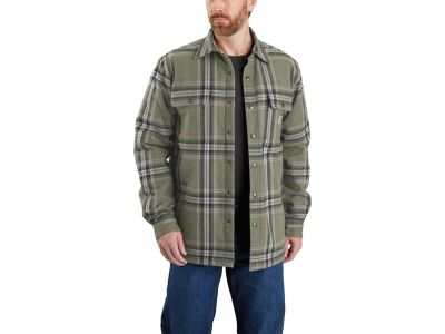 923060 - CARHARTT Relaxed Fit Heavyweight Flannel Sherpa-Lined Dherpe-Lined Shirt Jacket Green   S