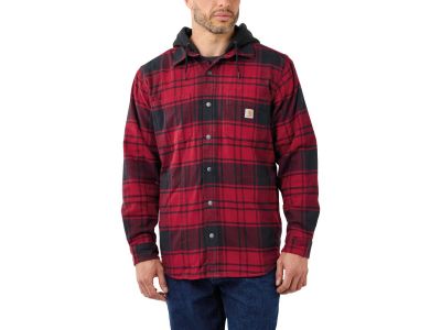 923065 - CARHARTT Rugged Flex Relaxed Fit Flannel Fleece-Lined Hooded Shirt Jacket Red   S