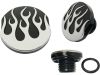 688243 - CCE Custom Flamed Gas Cap Set of left and right cap (Vented and Non-vented) Black