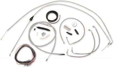 06101162 - LA CHOPPERS CABLE AND BRAKE LINE KIT STAINLESS POLISHED FOR BEACH BARS...