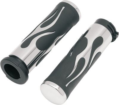 06300268 - DRAG SPECIALTIES GRIPS FLAME CHROME/RUBBER