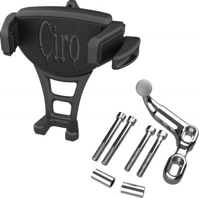 06360570 - CIRO 3D Phone Holder - Constrictor - Black - Chrome Offset Perch Mount...