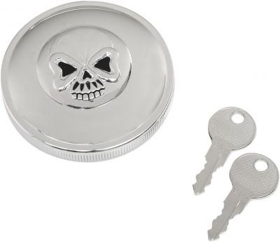 07030689 - DRAG SPECIALTIES GAS CAP SCREW-IN LOCKING SKULL NON-VENTED CHROME