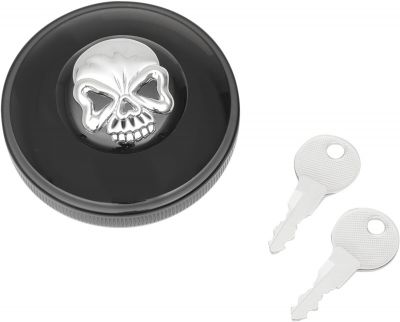 07030690 - DRAG SPECIALTIES GAS CAP SCREW-IN LOCKING SKULL VENTED BLACK