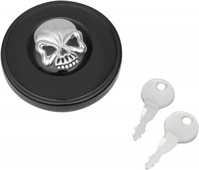 07030691 - DRAG SPECIALTIES GAS CAP SCREW-IN LOCKING SKULL NON-VENTED BLACK