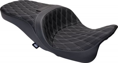 08011482 - DRAG SPECIALTIES Seat Freedom Vinyl Double Diamond Silver Stitch FLH 2...