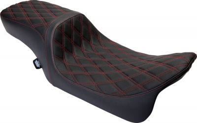 08011494 - DRAG SPECIALTIES Seat Predator 2-Up Vinyl Dbl Diamond Red Stitch FLH 2...