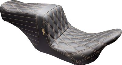 08011547 - Le Pera Tailwhip Seat - Front Double Diamond w/ Chestnut Thread - Blac...