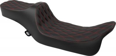 08011925 - DRAG SPECIALTIES Seat Predator 3 2-Up Ext. Double Dia Red Vinyl Tourin...