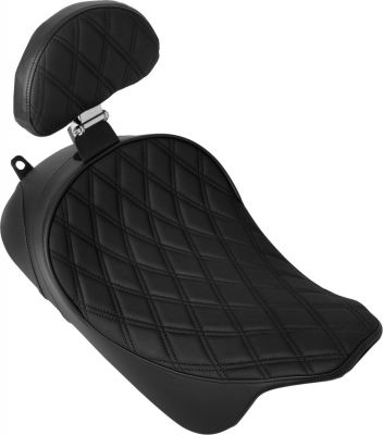 08011955 - DRAG SPECIALTIES Solo Front Seat - Double Diamond - Black Sittch - w/ ...