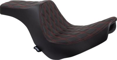 08021492 - DRAG SPECIALTIES Predator III Seat - Double Diamond - Black w/ Red Sti...