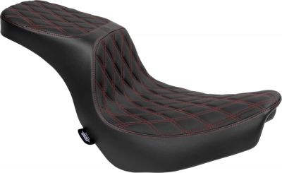 08021637 - DRAG SPECIALTIES Predator 2-Up Seat - Double Diamond - Red Stitching -...