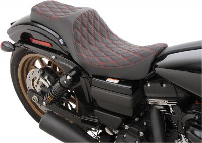 08030604 - DRAG SPECIALTIES SEAT PREDATOR III DOUBLE DIAMOND BLACK/RED