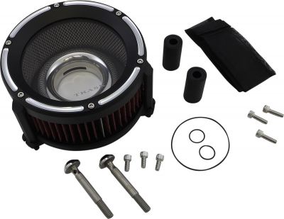 10102046 - TRASK AIR CLEANER KIT ASSAULT CHARGE HIGH-FLOW TBW ALUMINUM BLACK