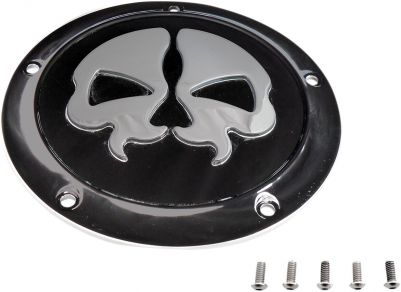 11070553 - DRAG SPECIALTIES COVER DERBY SPLIT SKULL 5-HOLE BLACK