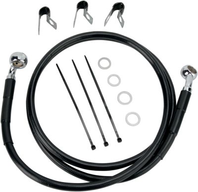 17412540 - DRAG SPECIALTIES FRONT BRAKE LINE BLACK VINYL COATED STAINLESS STEEL E...
