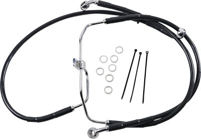 17412908 - DRAG SPECIALTIES FRONT BRAKE LINE BLACK VINYL COATED STAINLESS STEEL E...
