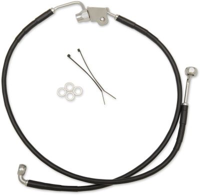 17413850 - DRAG SPECIALTIES BRAKE LINE STAINESS STEEL BLACK COATED REAR OEM LENGT...