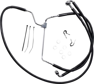 17413982 - DRAG SPECIALTIES BLACK VINYL/STAINLESS EXTENDED LENGTH FRONT BRAKE LIN...