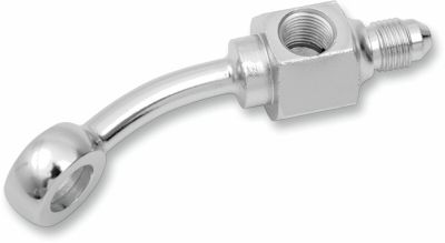 17420045 - DRAG SPECIALTIES REAR BRAKE LINE BANJO BOLT ADAPTER CHROME AN-3 35° W...
