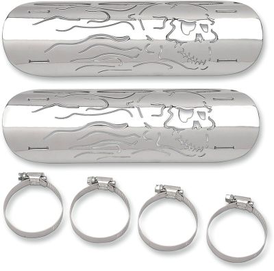 18610102 - DRAG SPECIALTIES HEAT SHIELD FLAMING SKULL CHROME
